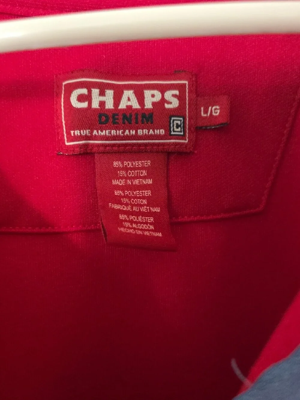 Vintage Chaps Red Track Jacket with Blue Trim and Embroidered Patch